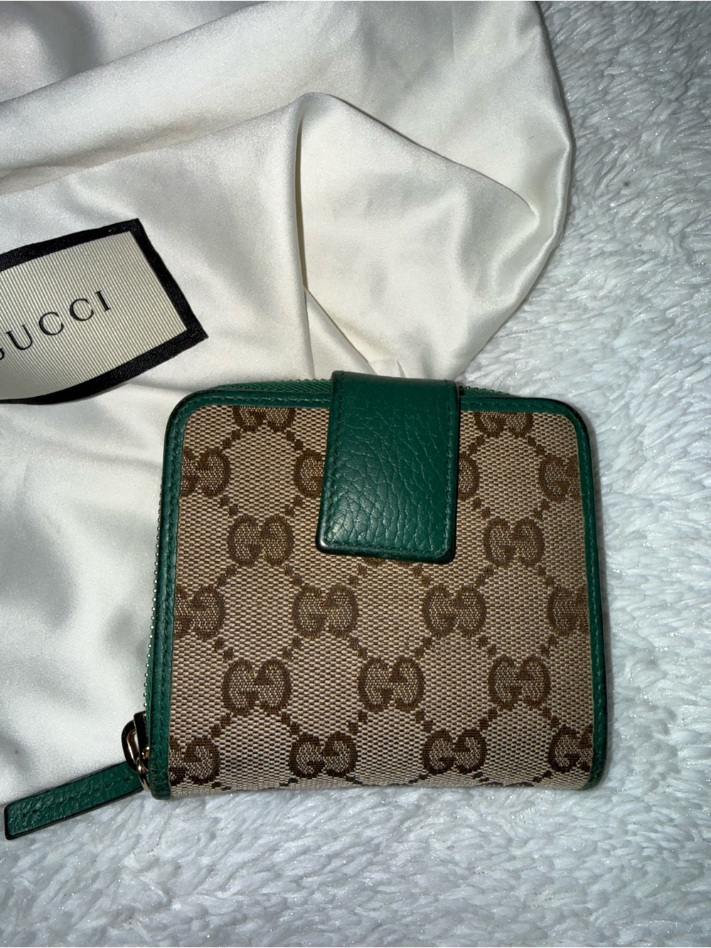 Gucci Brown GG Canvas Wallet with Green Trim - Picture 3 of 5